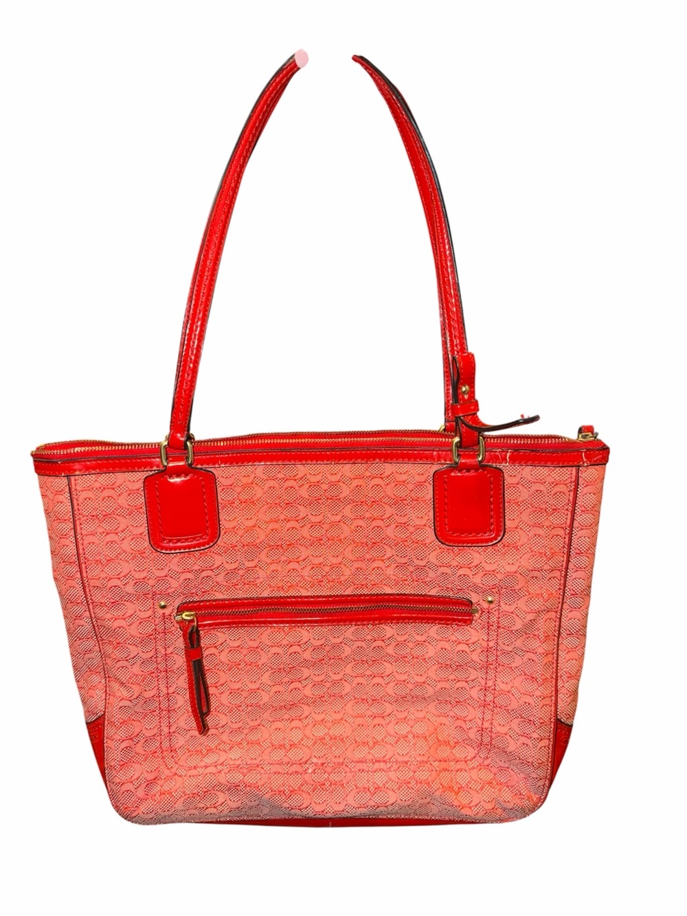 Coach Red Patterned Tote Bag